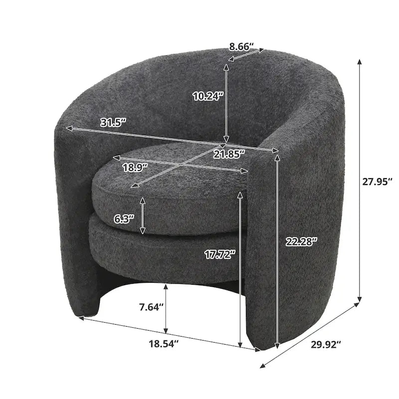Fauteuil d'appoint en bouclette avec dossier incurvé, assise moelleuse et aucun assemblage requis