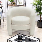Fauteuil d'appoint en bouclette avec dossier incurvé, assise moelleuse et aucun assemblage requis