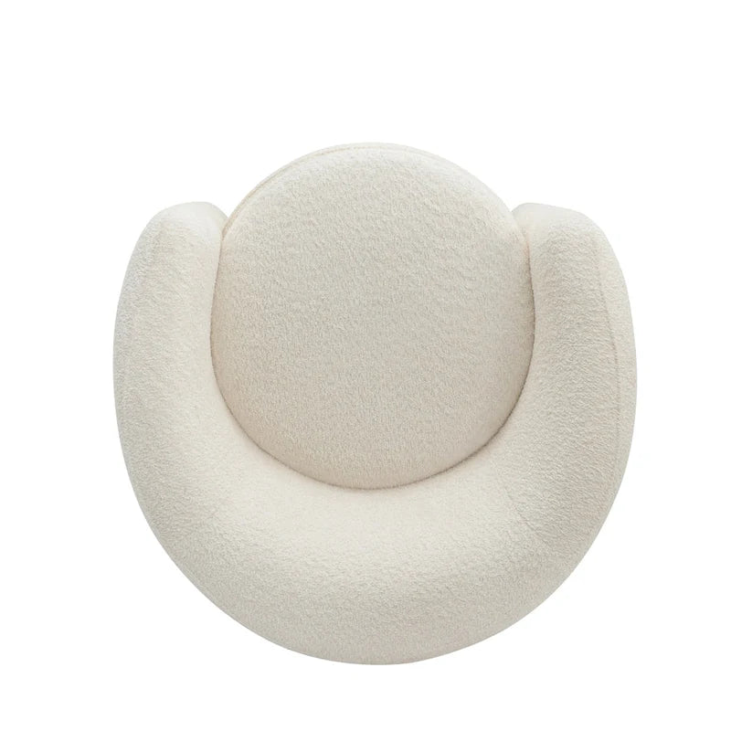Fauteuil d'appoint en bouclette avec dossier incurvé, assise moelleuse et aucun assemblage requis