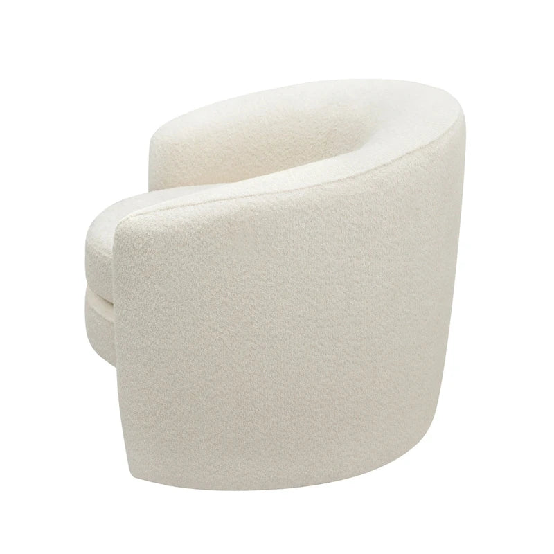 Fauteuil d'appoint en bouclette avec dossier incurvé, assise moelleuse et aucun assemblage requis