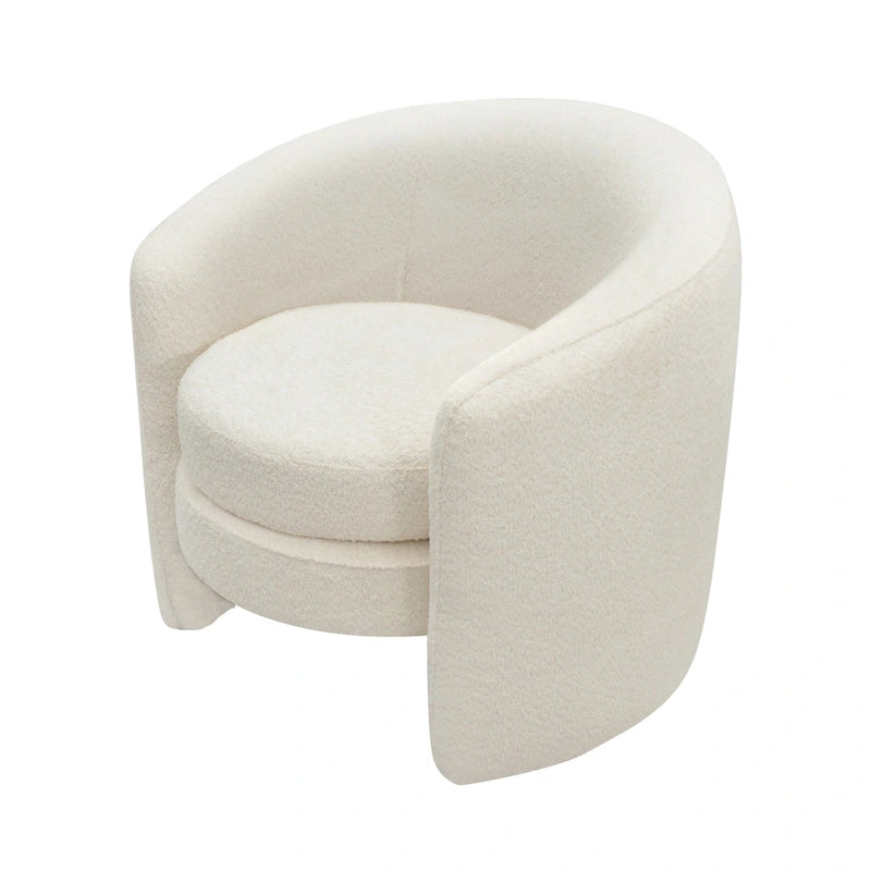 Fauteuil d'appoint en bouclette avec dossier incurvé, assise moelleuse et aucun assemblage requis