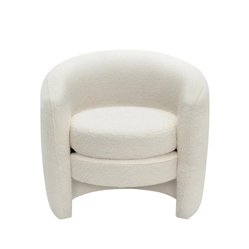 Fauteuil d'appoint en bouclette avec dossier incurvé, assise moelleuse et aucun assemblage requis