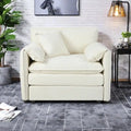 Fauteuil modulaire en chenille avec poches de rangement et coussin décoratif