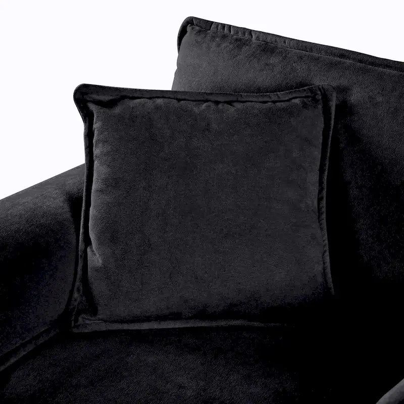 Fauteuil modulaire en chenille avec poches de rangement et coussin décoratif