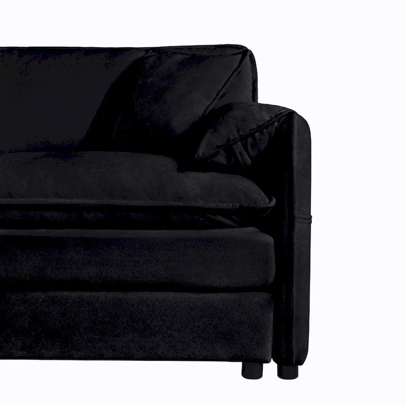 Fauteuil modulaire en chenille avec poches de rangement et coussin décoratif