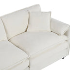 Fauteuil modulaire en chenille avec poches de rangement et coussin décoratif