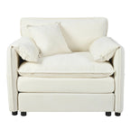 Fauteuil modulaire en chenille avec poches de rangement et coussin décoratif