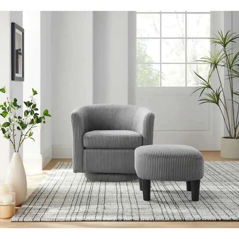 26.38 Fauteuil pivotant avec ottoman