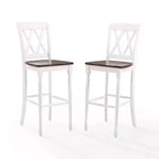 Lot de 2 tabourets de bar Shelby Blanc vieilli - Crosley : Assise en bois moulé, pieds en hévéa, sans accoudoirs