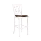 Lot de 2 tabourets de bar Shelby Blanc vieilli - Crosley : Assise en bois moulé, pieds en hévéa, sans accoudoirs