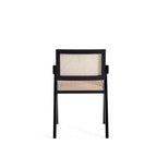 Chaise de salle à manger Hamlet en rotin noir/naturel – Manhattan Comfort : Base en bois de frêne Mid-Century, aucun assemblage requis