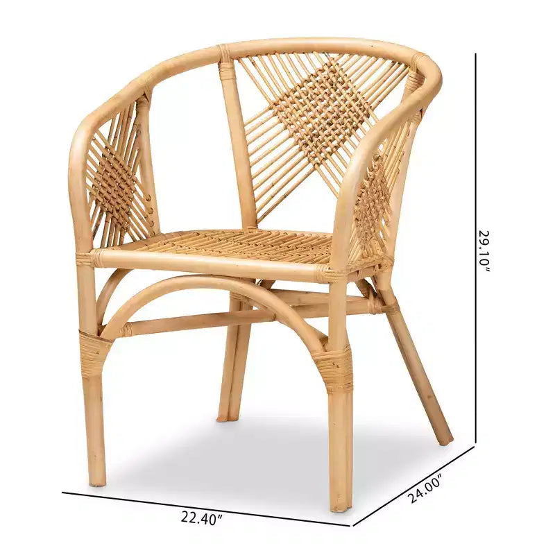 Chaise de salle à manger Kagama en rotin marron - bali & pari : Bohème, Bambou, Confort, Piètement stable