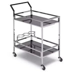 WyndenHall Snell Bar Cart Chrome: Modern Glass & Steel, Fixed Shelf, Indoor Use, 100 lbs Capacity