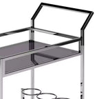 Chariot de bar WyndenHall Snell Chrome : verre et acier modernes, étagère fixe, utilisation en intérieur, capacité de 45 kg
