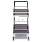 Chariot de bar WyndenHall Snell Chrome : verre et acier modernes, étagère fixe, utilisation en intérieur, capacité de 45 kg