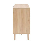 Bahut de salle à manger Harrison Wood and Rattan 3 tiroirs avec rangement – Baxton Studio