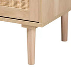Bahut de salle à manger Harrison Wood and Rattan 3 tiroirs avec rangement – Baxton Studio