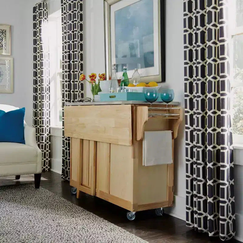 Desserte de cuisine avec dessus en acier inoxydable, coloris naturel - Home Styles : îlot roulant, rangement, design moderne