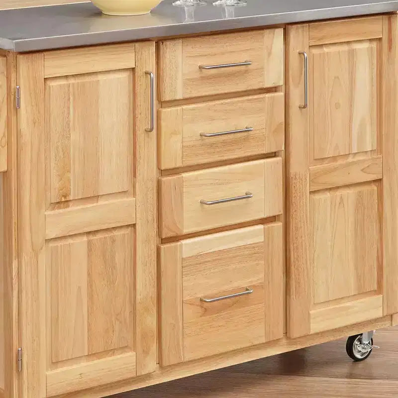 Desserte de cuisine avec dessus en acier inoxydable, coloris naturel - Home Styles : îlot roulant, rangement, design moderne