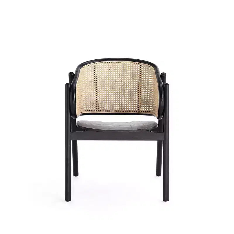 Fauteuil en bois Versailles noir/rotin Manhattan Comfort - Manhattan Comfort : Accents en rotin, aucun assemblage requis