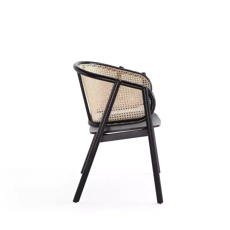 Fauteuil en bois Versailles noir/rotin Manhattan Comfort - Manhattan Comfort : Accents en rotin, aucun assemblage requis