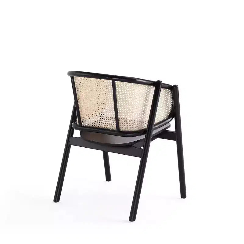 Fauteuil en bois Versailles noir/rotin Manhattan Comfort - Manhattan Comfort : Accents en rotin, aucun assemblage requis