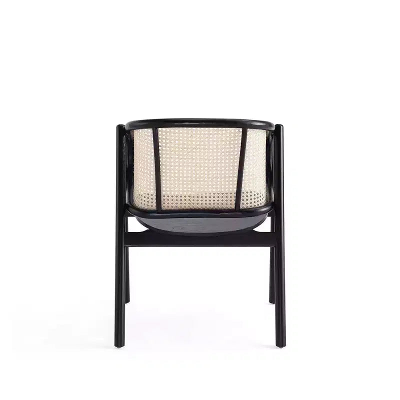 Fauteuil en bois Versailles noir/rotin Manhattan Comfort - Manhattan Comfort : Accents en rotin, aucun assemblage requis