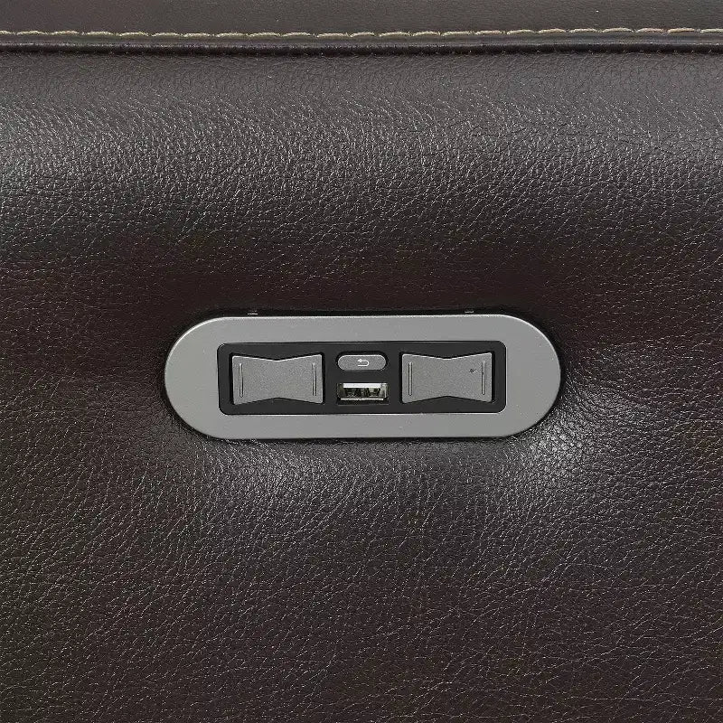 Canapé inclinable électrique Coachella marron - Steve Silver Co. : Cuir véritable, port USB, 3 places