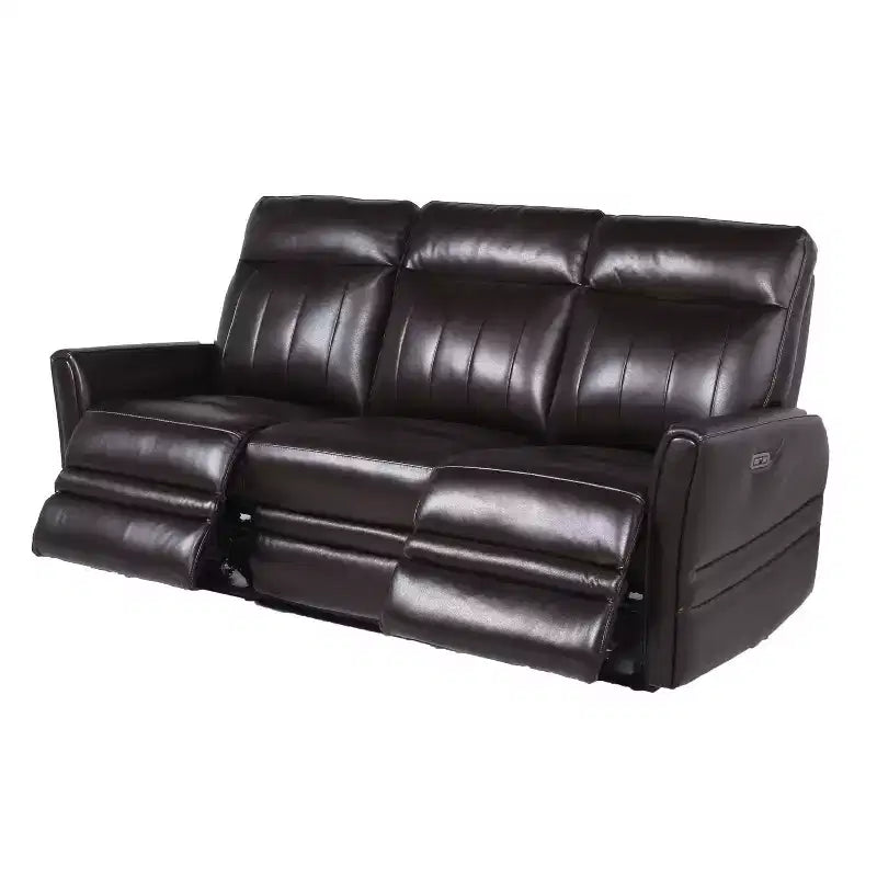 Canapé inclinable électrique Coachella marron - Steve Silver Co. : Cuir véritable, port USB, 3 places