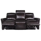 Canapé inclinable électrique Coachella marron - Steve Silver Co. : Cuir véritable, port USB, 3 places