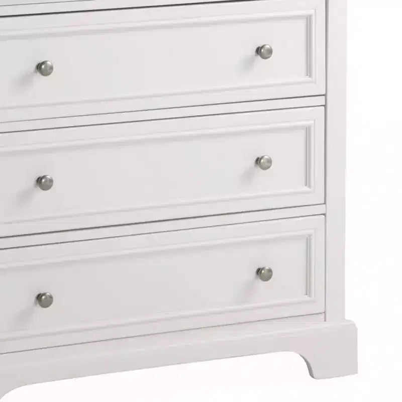 Commode Naples blanc cassé - Homestyles : Rangement de chambre à coucher avec 4 tiroirs, cadre en bois massif