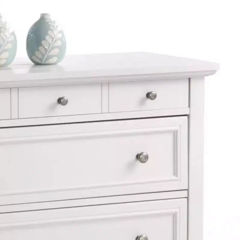 Commode Naples blanc cassé - Homestyles : Rangement de chambre à coucher avec 4 tiroirs, cadre en bois massif