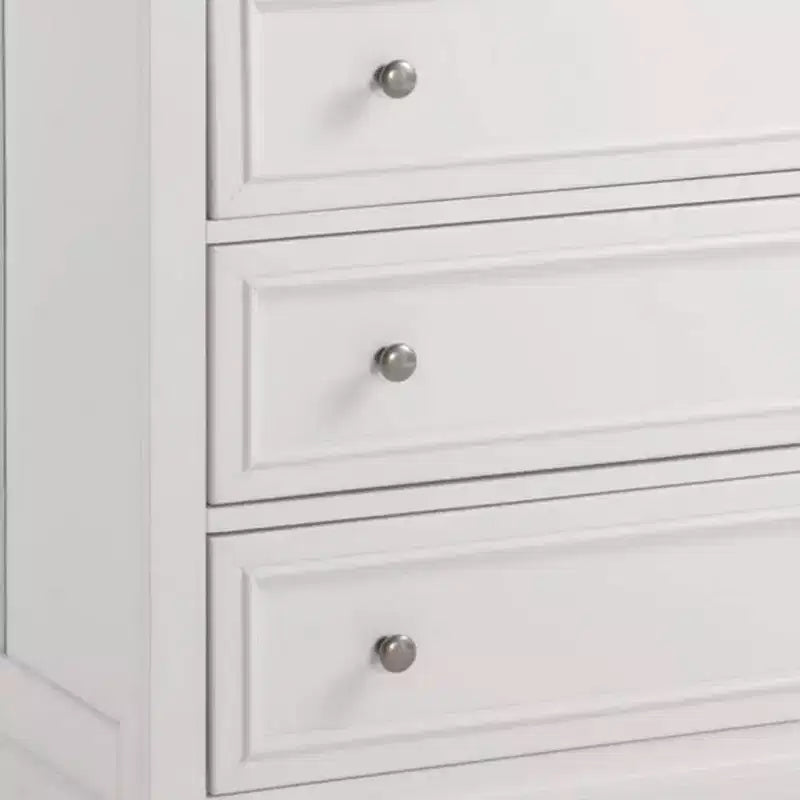 Commode Naples blanc cassé - Homestyles : Rangement de chambre à coucher avec 4 tiroirs, cadre en bois massif