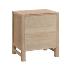 Table de chevet en bois Arden 2 tiroirs Driftwood clair - Meubles Alaterre : Cadre en pin rustique, étagère ouverte, quincaillerie en bronze huilé