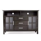 Meuble TV haut WyndenHall Waterloo pour téléviseurs jusqu'à 55", marron hickory : Moderne du milieu du siècle avec rangement, cadre en pin