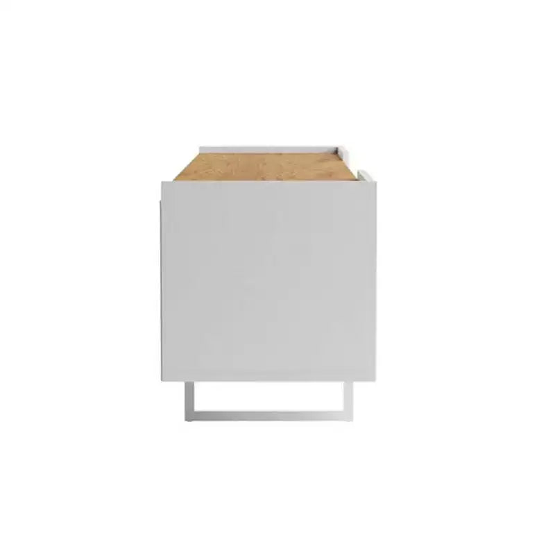 Meuble TV Winston pour téléviseurs jusqu'à 65 po Blanc/Cannelle - Manhattan Comfort : Meuble de divertissement avec gestion des câbles