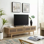 Meuble TV Render pour téléviseurs jusqu'à 80" Marron - Modway : Moderne du milieu du siècle, Étagères réglables, Gestion des câbles