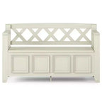 WyndenHall Halifax Banc de rangement de 122 cm pour entrée, transitionnel, blanc antique : Bois massif, double compartiment, capacité de 136 kg