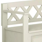 WyndenHall Halifax Banc de rangement de 122 cm pour entrée, transitionnel, blanc antique : Bois massif, double compartiment, capacité de 136 kg