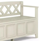 WyndenHall Halifax Banc de rangement de 122 cm pour entrée, transitionnel, blanc antique : Bois massif, double compartiment, capacité de 136 kg