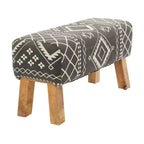 Banc Bohème en Bois Rembourré Tissu Petit Noir - Olivia & May