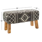 Banc Bohème en Bois Rembourré Tissu Petit Noir - Olivia & May