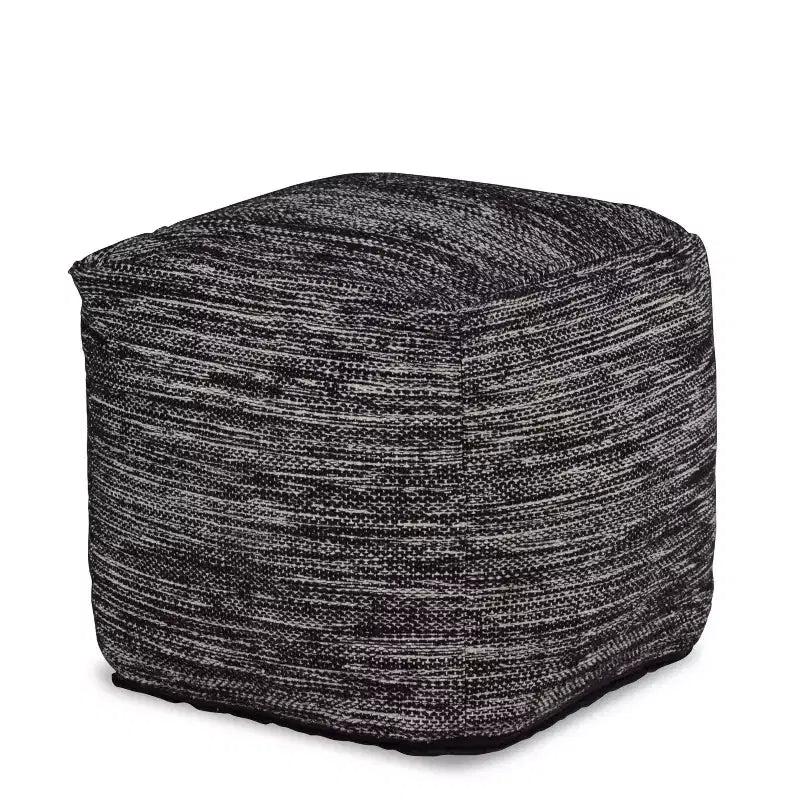 Pouf Omari carré tissé à la main noir/ivoire - Steve Silver Co. : Pouf ottoman rembourré abstrait bohème, 45,7 cm carré, capacité de 113,4 kg