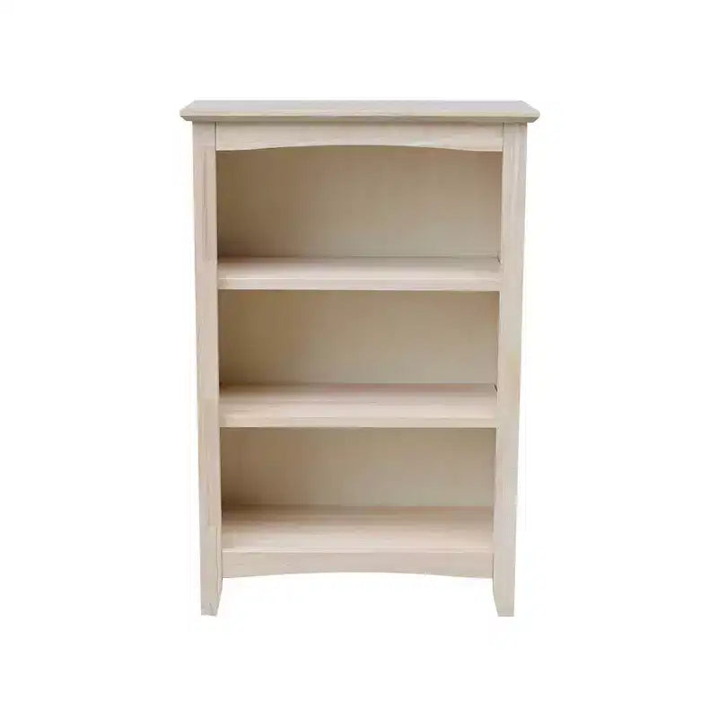 Bibliothèque Shaker 36 x 24 po non finie - International Concepts : Matériau en bois d'hévéa, 3 étagères fixes, dos fermé
