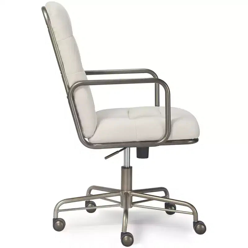 Chaise de bureau moderne Finch Franklin crème/blanc : Rembourrée, pivotante, hauteur réglable, structure en bois et métal