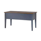 Bureau de direction Martin Furniture Farmhouse avec demi-piédestal bleu : Collection moderne Fairmont, pieds fuselés, quincaillerie métallique