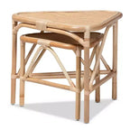 Lot de 2 tables d'appoint Jayden naturel/marron - bali & pari : tables gigognes triangulaires fabriquées en Indonésie