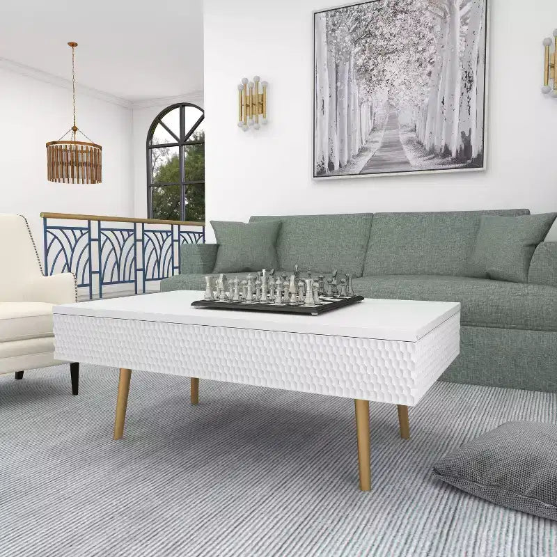 Table basse en bois contemporaine blanche - Olivia & May