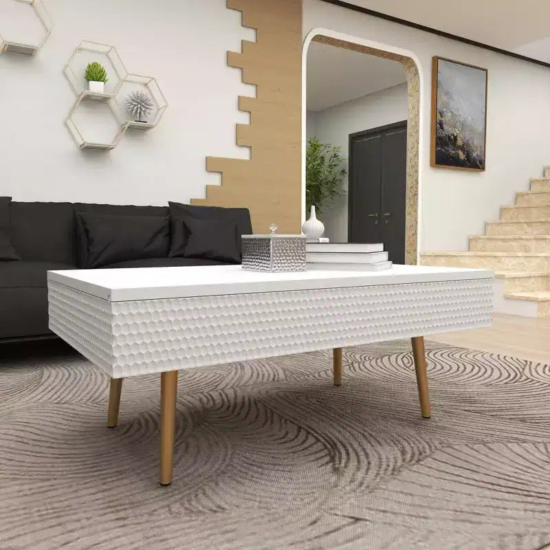 Table basse en bois contemporaine blanche - Olivia & May