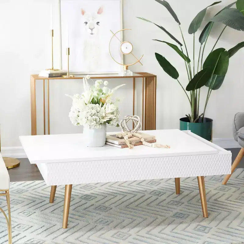 Table basse en bois contemporaine blanche - Olivia & May